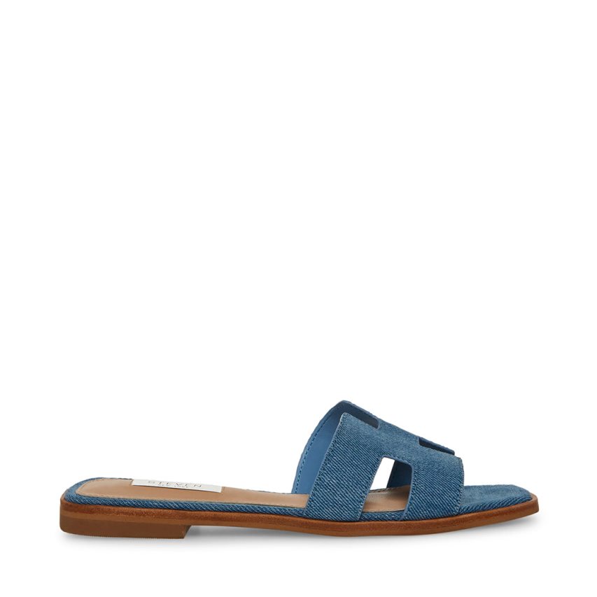 Blue Steve Madden Hadyn Denim Fabric Women's Slides | PH 4819CEM